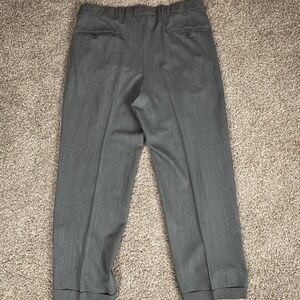 Gala Slacks Men's Grey 100% Pure New Wool. Dress Pants Pleated Cuffed Size 40.